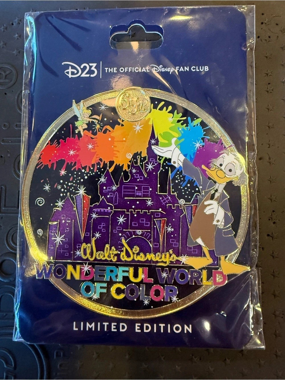 Disney D23 Walt Disney's Wonderful World of Color 65th Anniv Jumbo Pin LE 1000